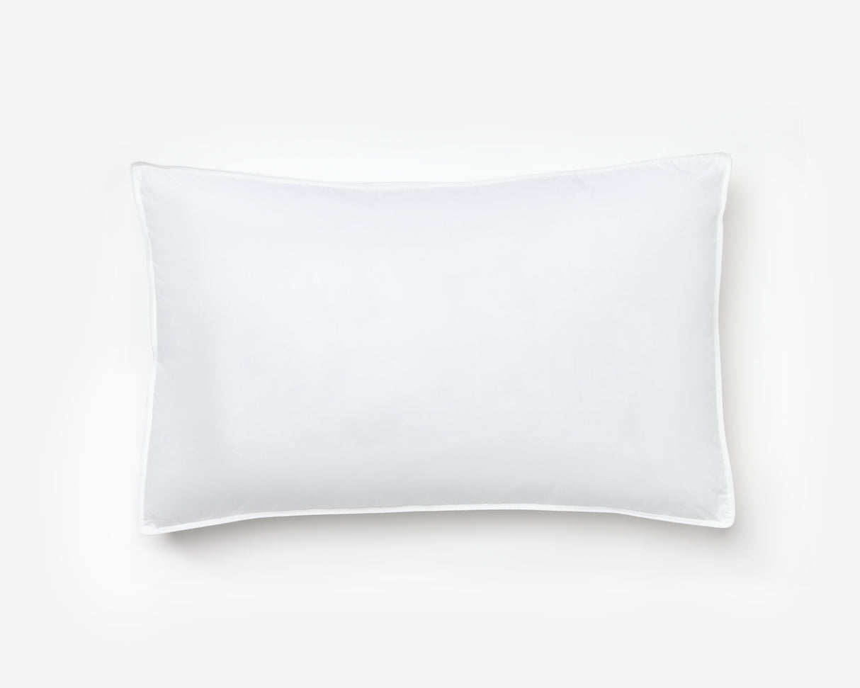 white box hotel pillow view from above.