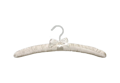 Hotel ivory satin hanger on a white background