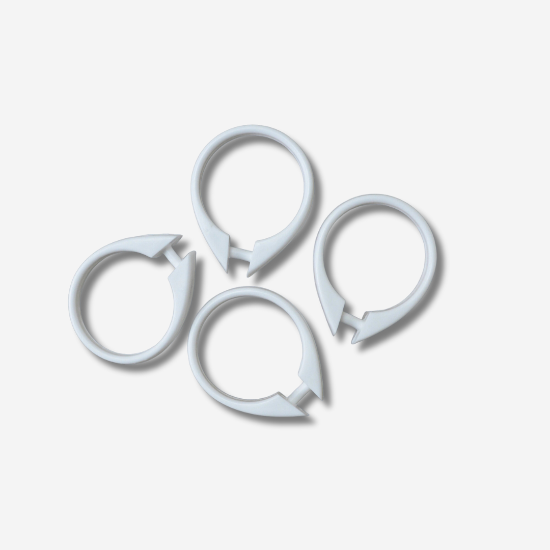 White shower curtain hooks